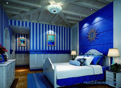 Сина боја во внатрешноста на спалната соба - 50 примери и правила за дизајн